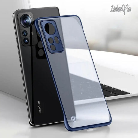 the back of a black and blue iphone case