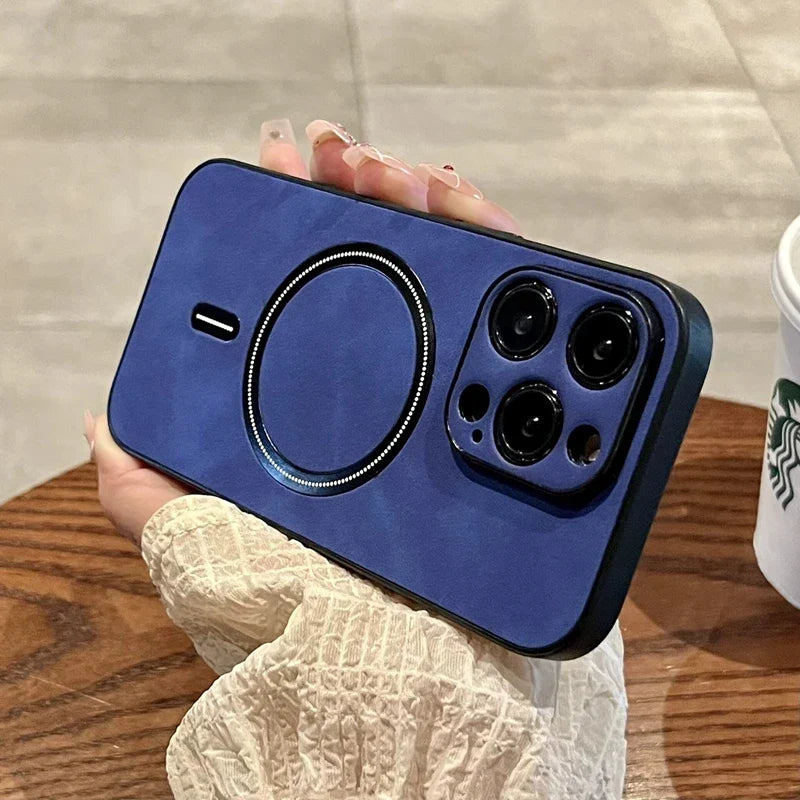 Blue phone case with MagSafe.