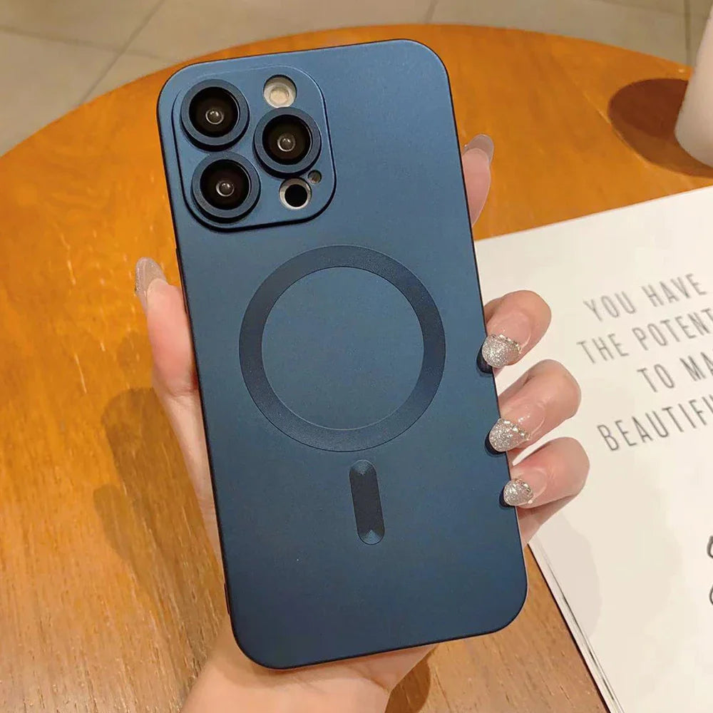 Blue phone case with MagSafe.