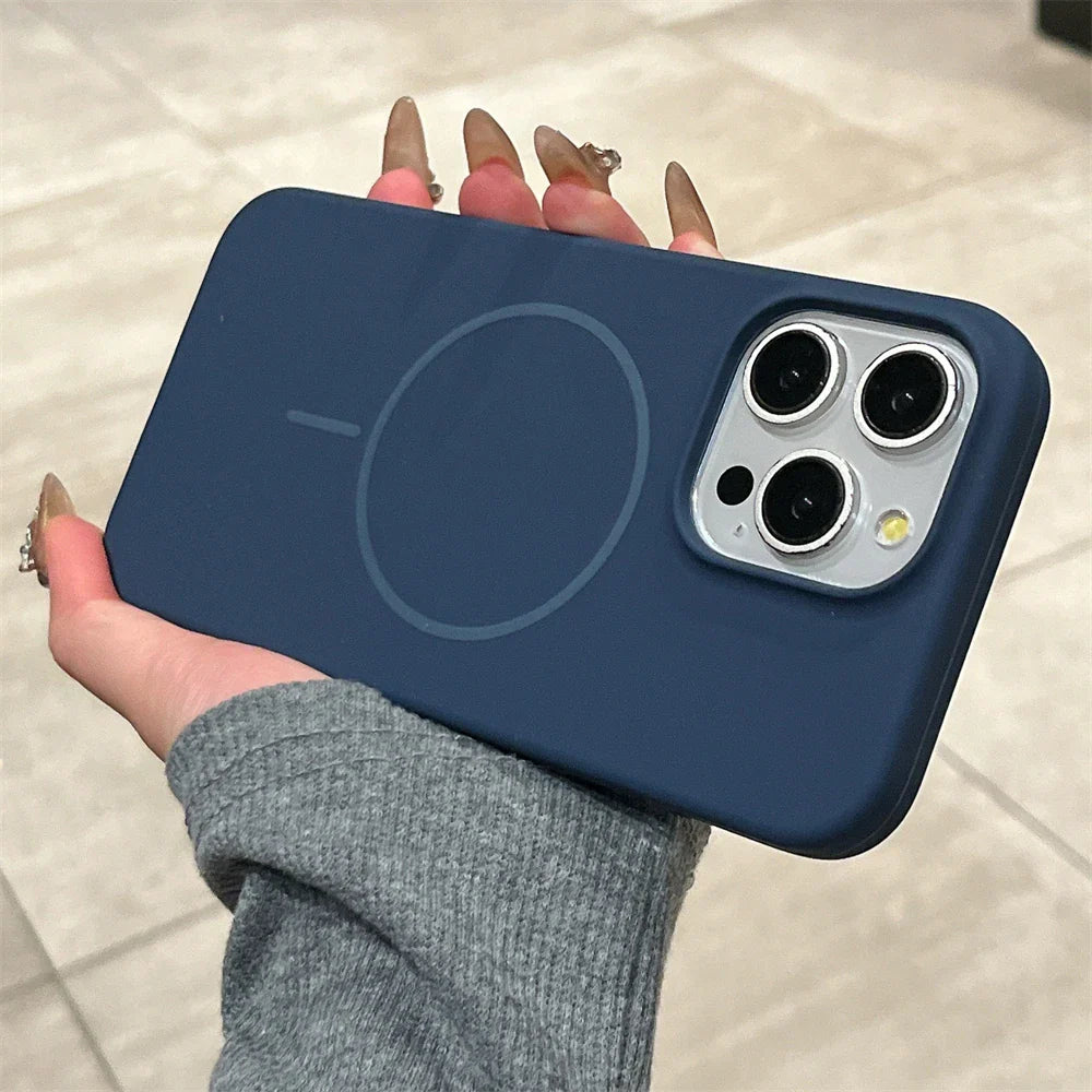 Blue phone case with MagSafe.