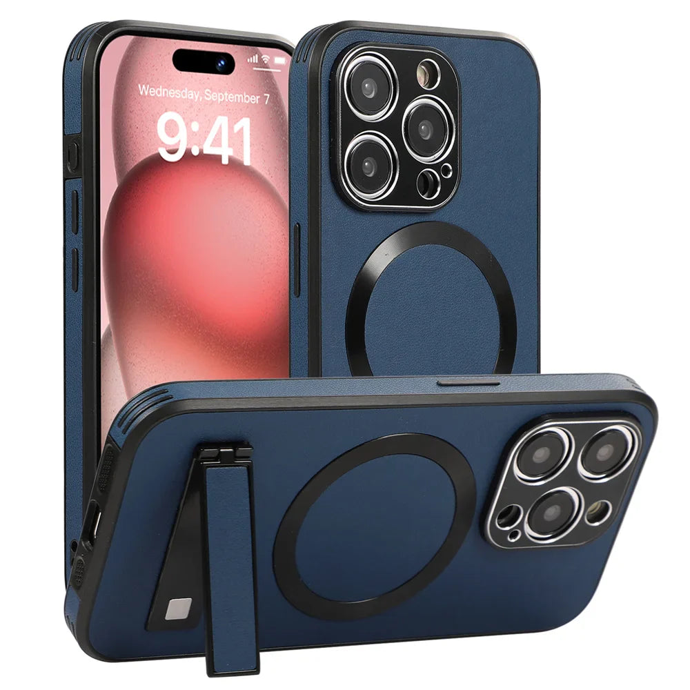 Blue phone cases with magnetic ring.