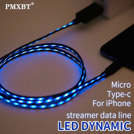 a blue led strip with a black cable