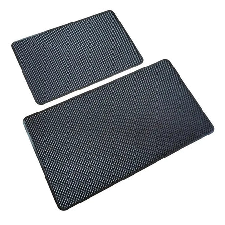 a pair of black mats with a white background