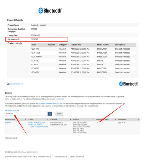 Bluetooth headset project details.
