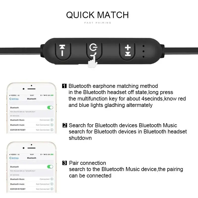 The bluetooth bluetooth smart earphones are shown in three different positions