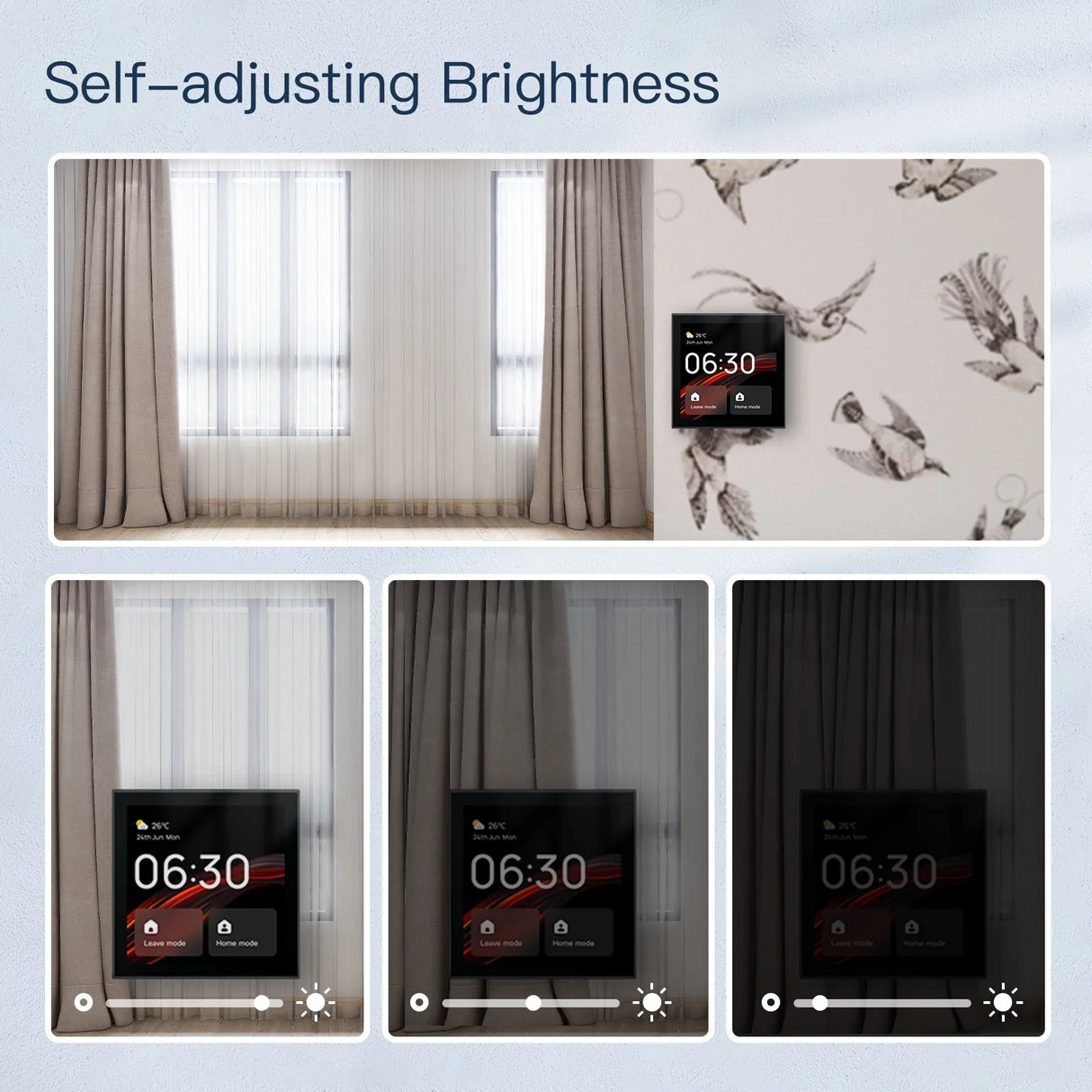 Self-adjusting brightness display.