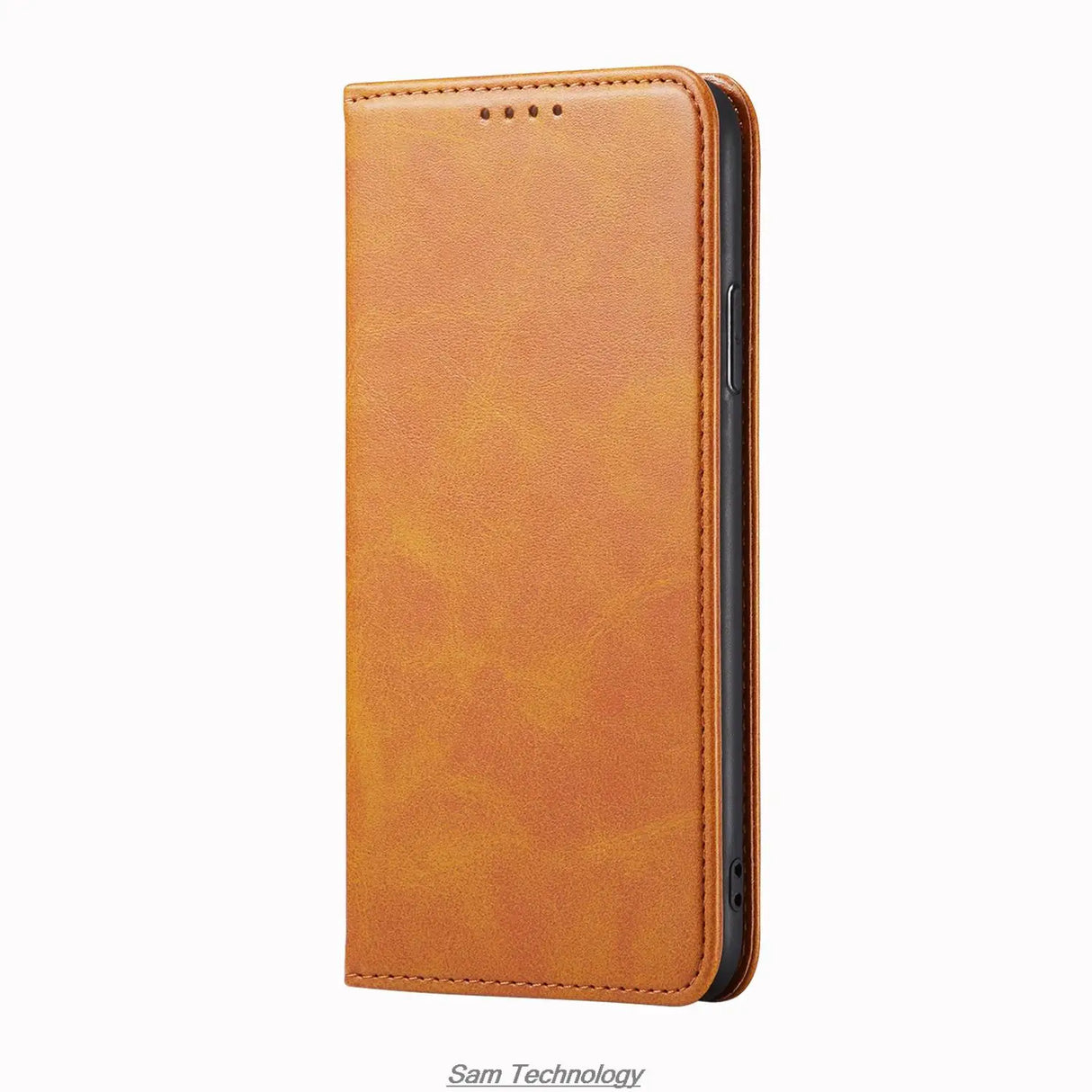 Brown faux leather wallet phone case.