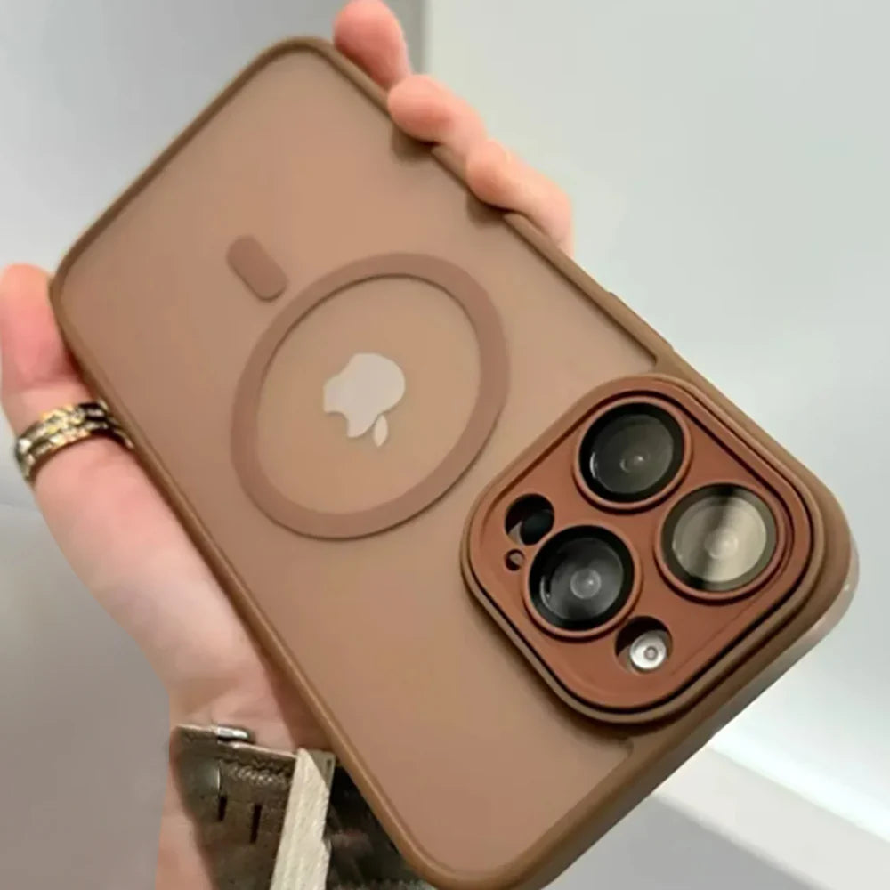Brown iPhone case with MagSafe.