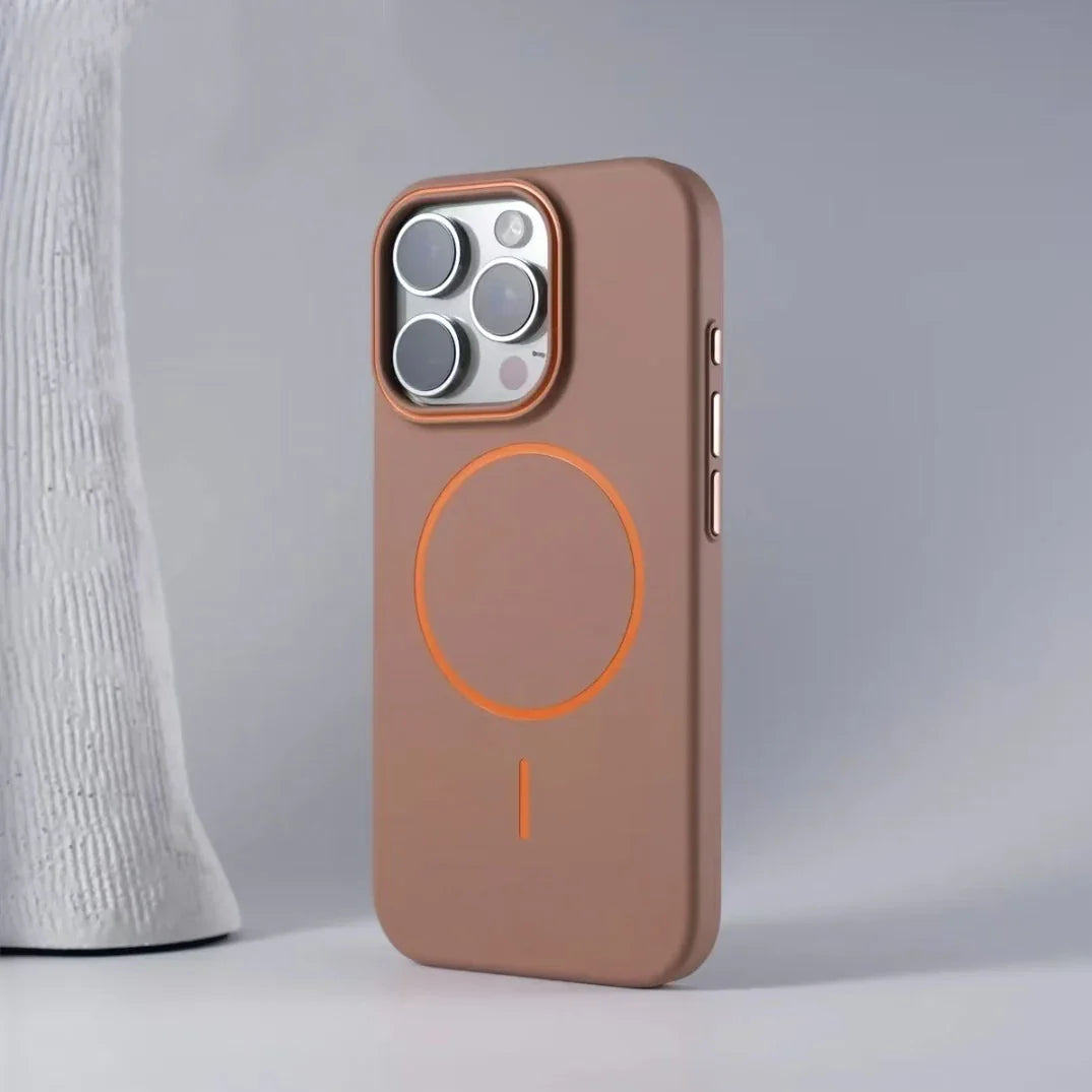 Brown iPhone case with MagSafe.