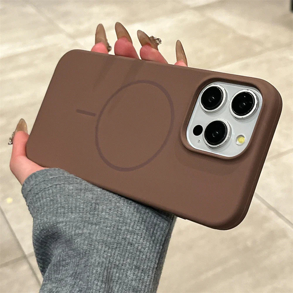 Brown phone case with camera lens cutouts.