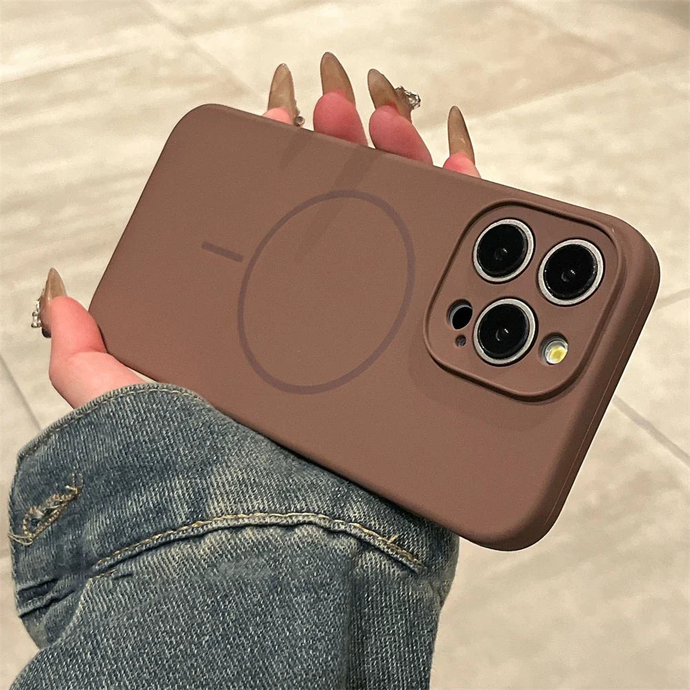 Brown phone case with MagSafe.