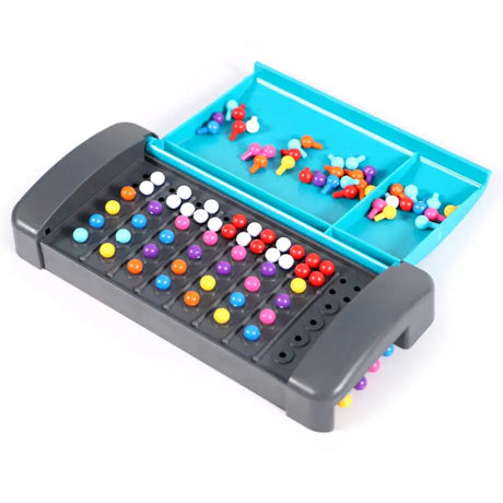 a plastic box with a bunch of colorful beads