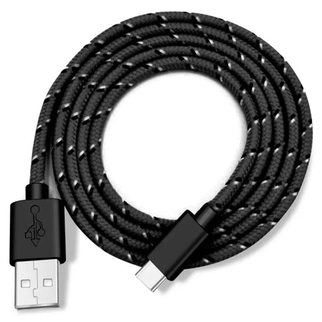 a usb cable with a black braid