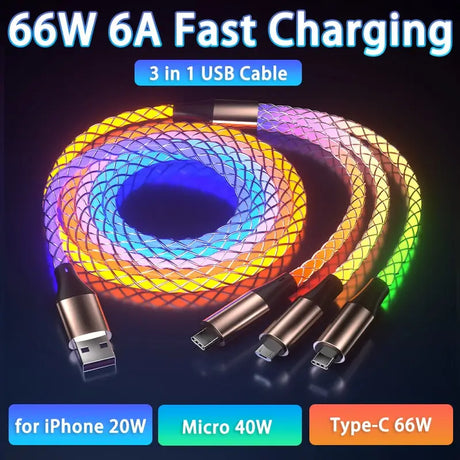 6ft usb cable with colorful leds
