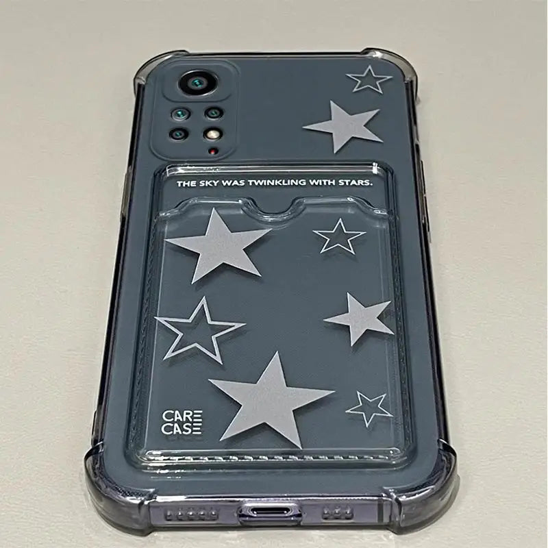 the case is made with clear plastic and has a star pattern