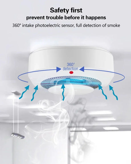 Ceiling-mounted smoke detector.