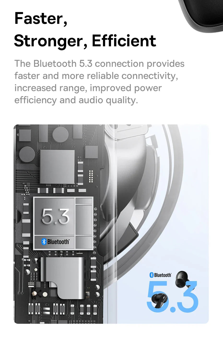 Circuit board with a prominent ’5.3’’ display, representing Bluetooth technology.