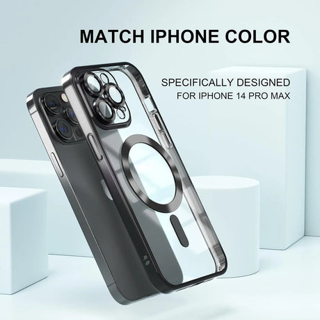 Clear iPhone 14 Pro Max case with magnetic ring.
