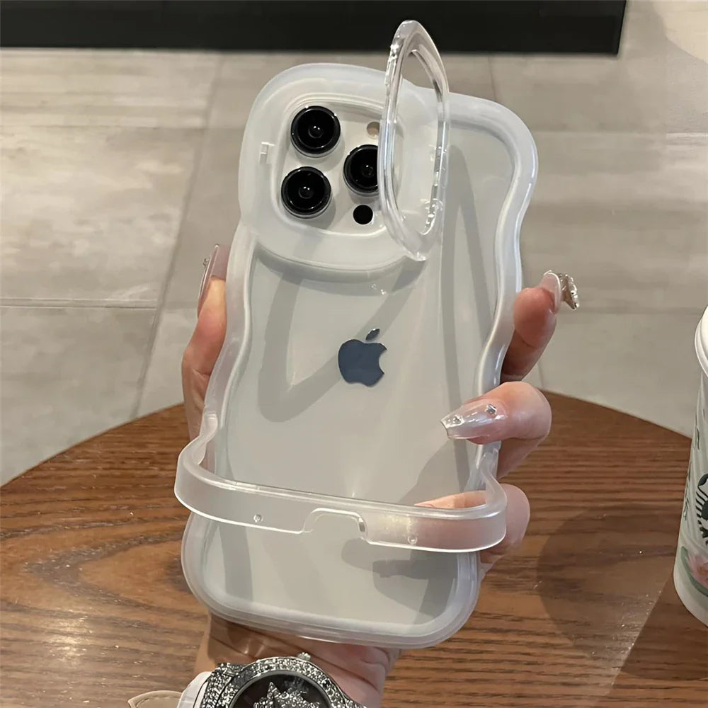 Clear iPhone case with camera cover.