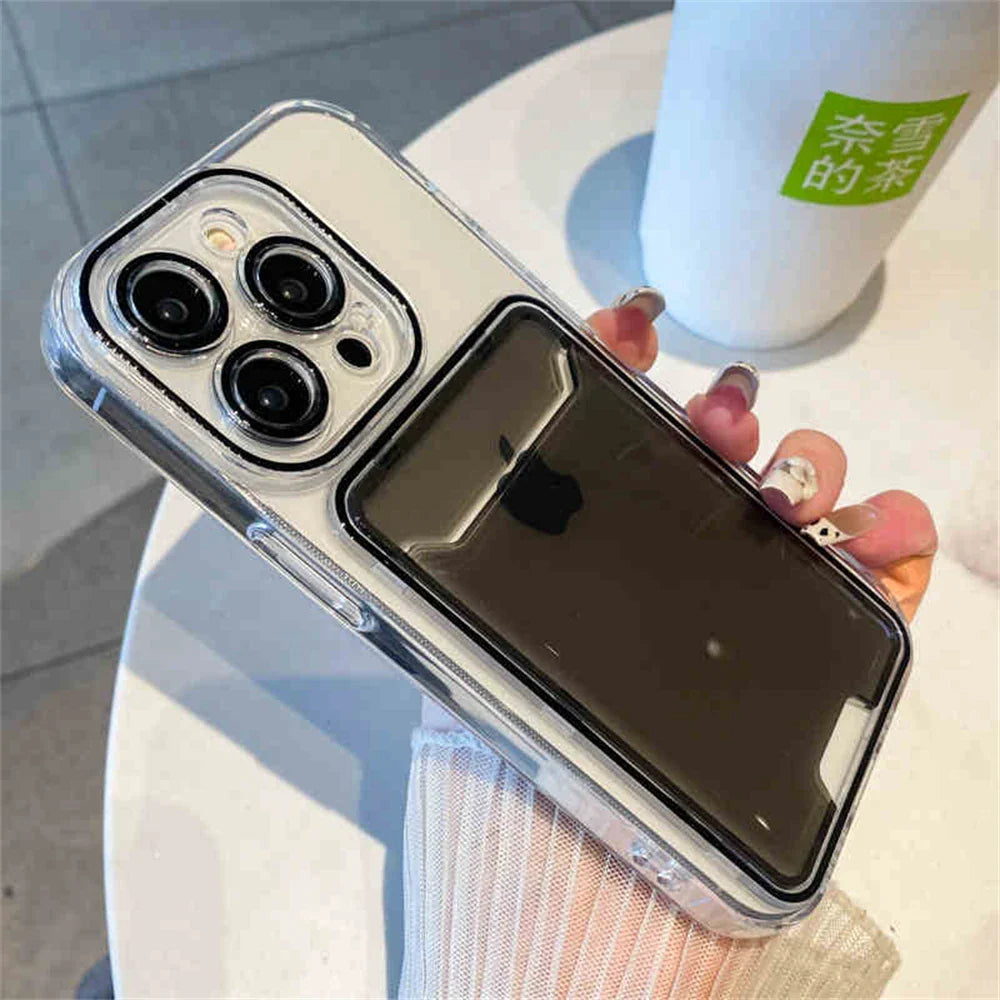 Clear iPhone case with card holder.