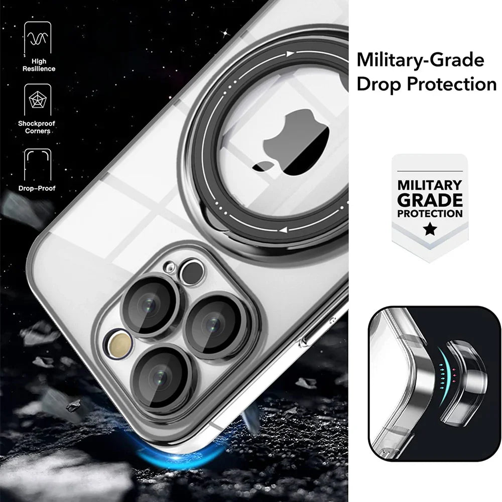 Clear iPhone case with magnetic ring.