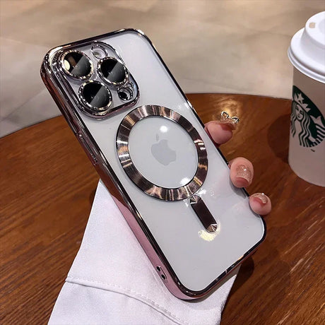 Clear iPhone case with magnetic ring.