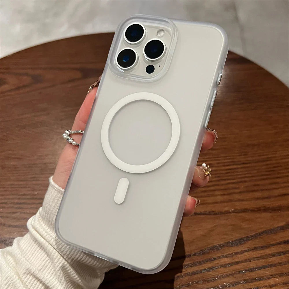 Clear iPhone case with MagSafe.