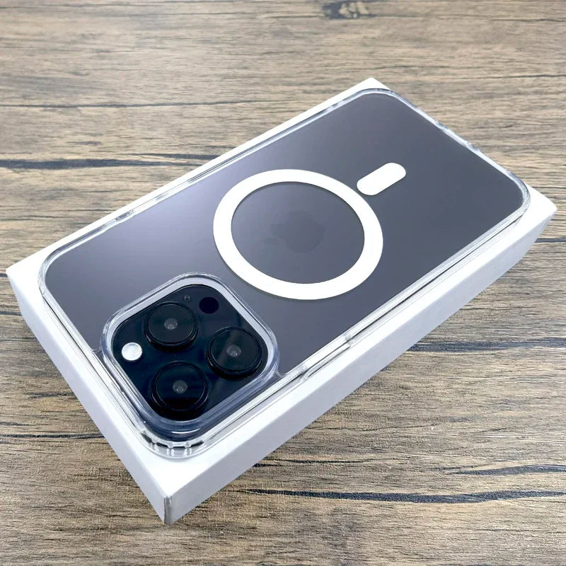Clear iPhone case with MagSafe.
