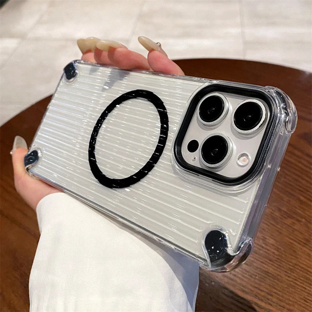 Clear phone case with black accents.