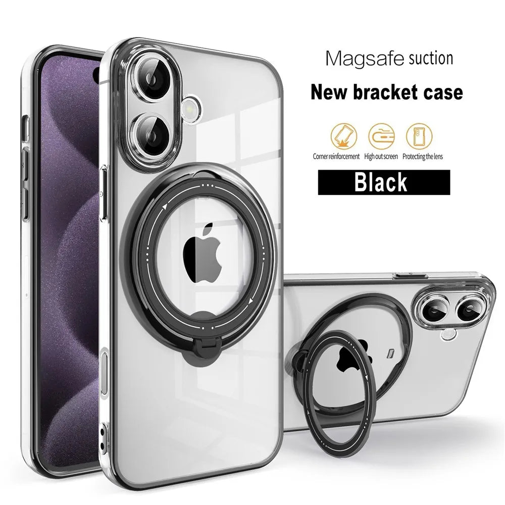 Clear phone case with magnetic ring.