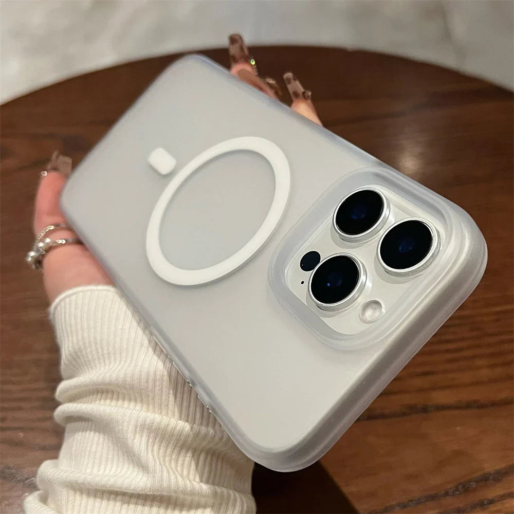 Clear phone case with MagSafe ring.