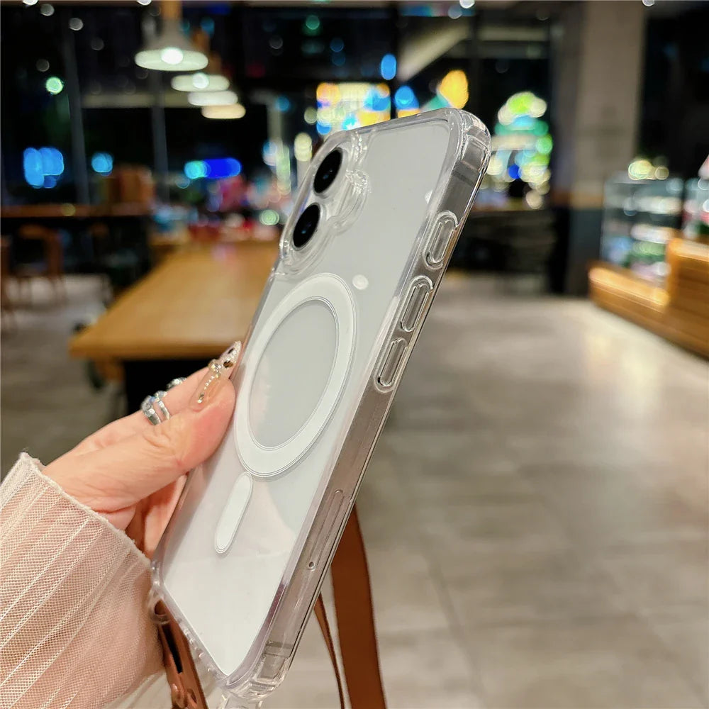 Clear phone case with MagSafe.
