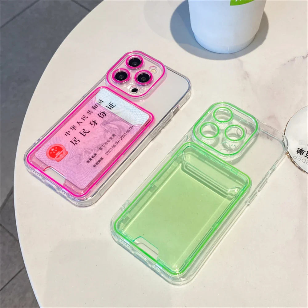 Clear phone cases with card holders.