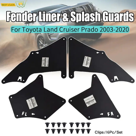 a set of four toyota land cruiser fender liners and splash guards