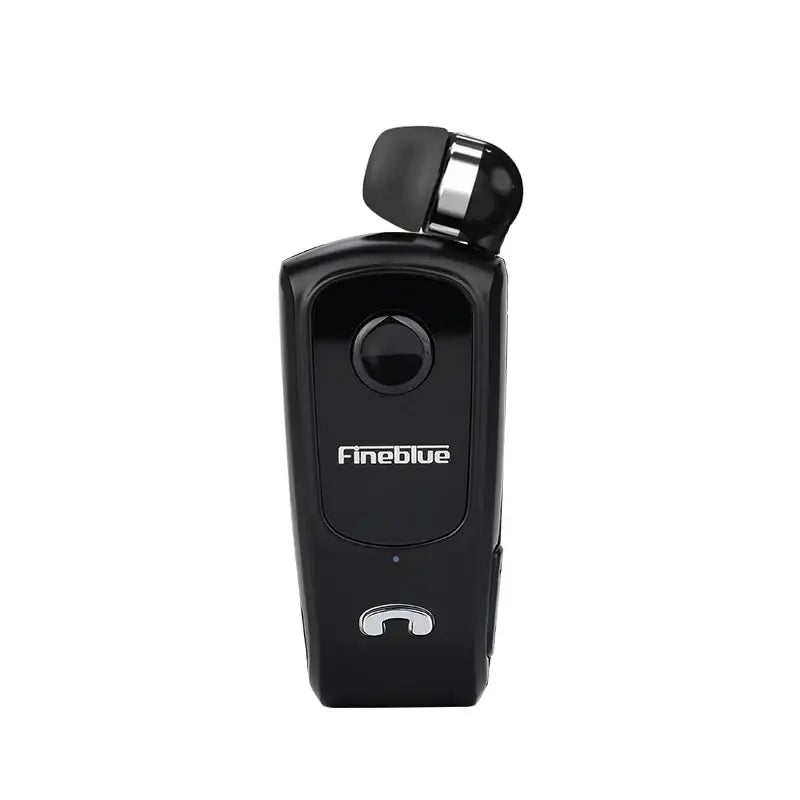 A close up of a black cell phone with a microphone attached