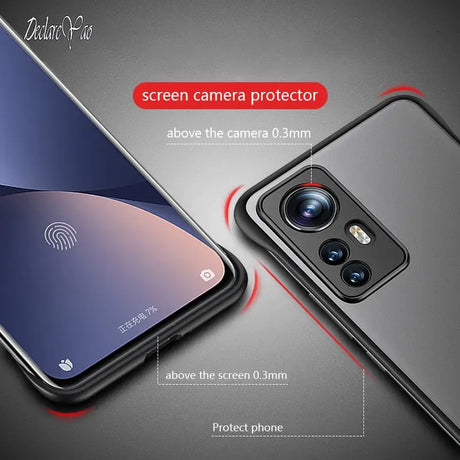 the back of a black samsung phone with a camera lens