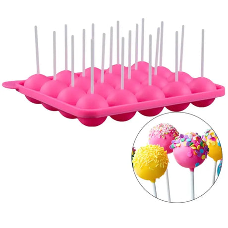 a close up of a cake pops tray with a bunch of cake pops