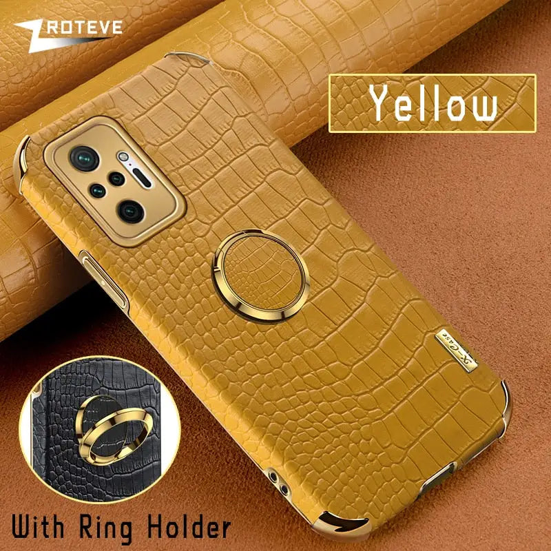 a close up of a cell phone with a ring holder