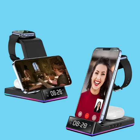 a phone and a smartphone stand with a camera