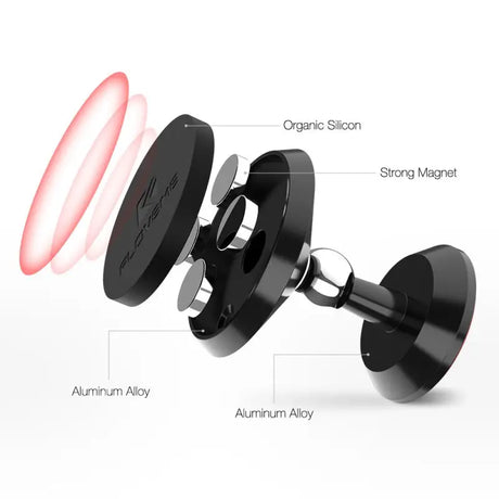 a close up of a cell phone holder with a red light