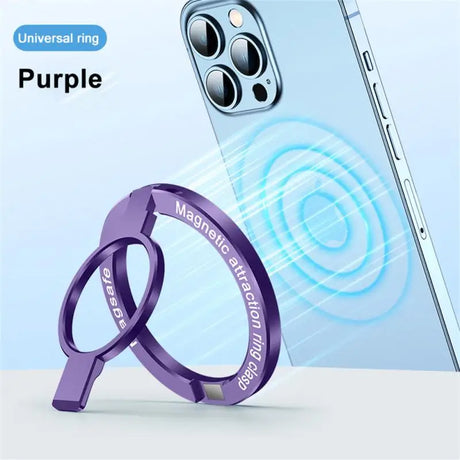purple phone holder with a ring attached to it