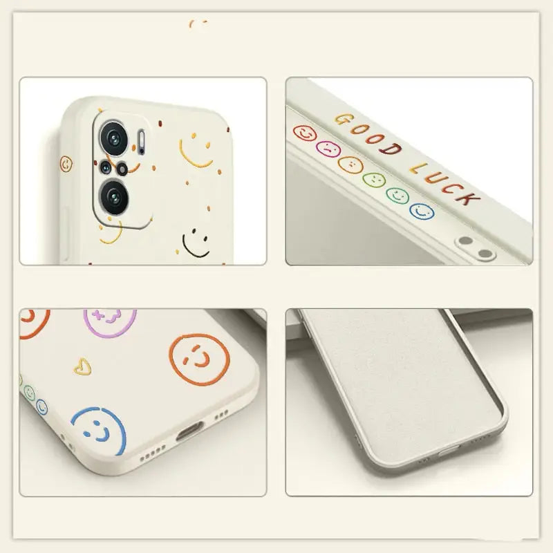 a phone case with smiley faces on it