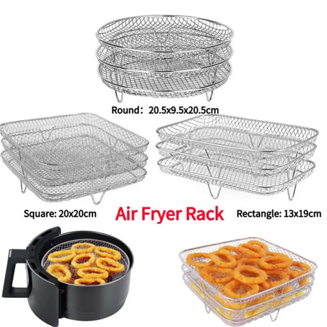 a close up of a fryer rack with different types of fryers