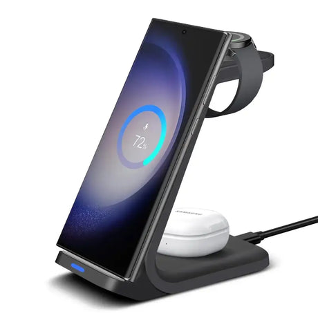 a close up of a phone with a charging dock attached to it