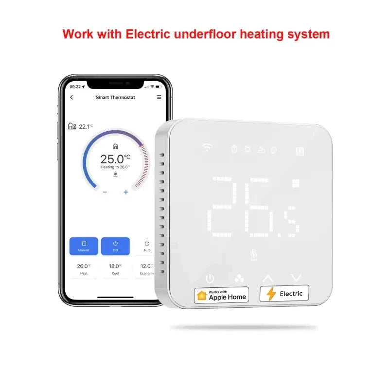 A close up of a smart phone with a smart thermosta
