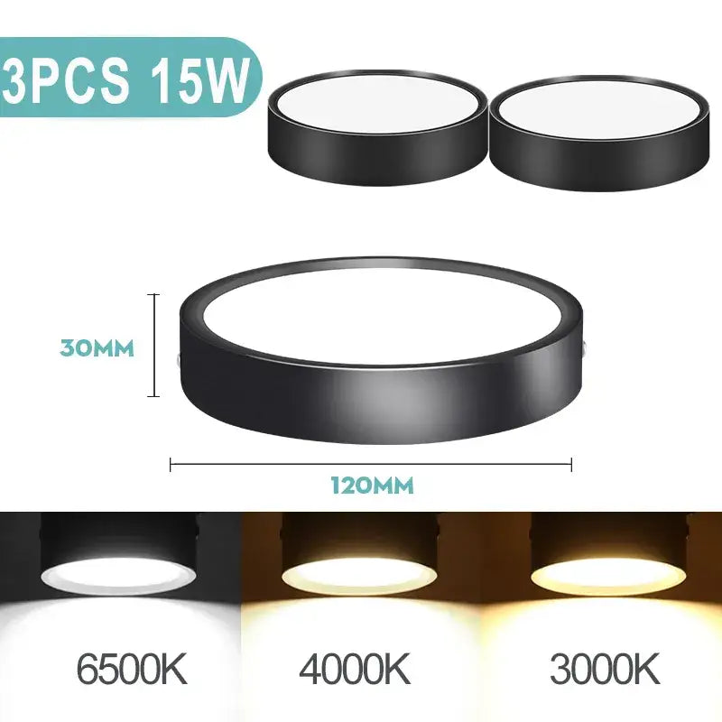 A close up of three different types of led lights