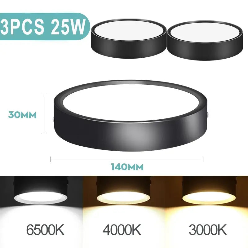 A close up of three different types of led lights