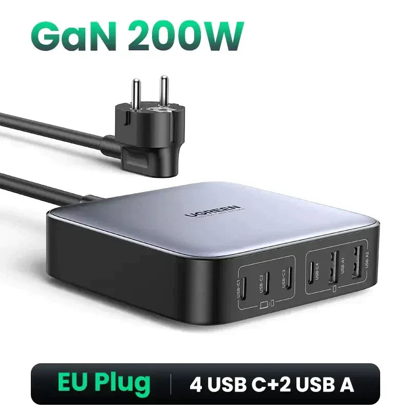 A close up of a usb hub with a cable connected to it