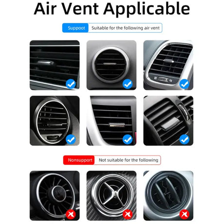 a close up of a car air vent with instructions to use it