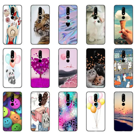 a set of six different cases with different pictures of animals
